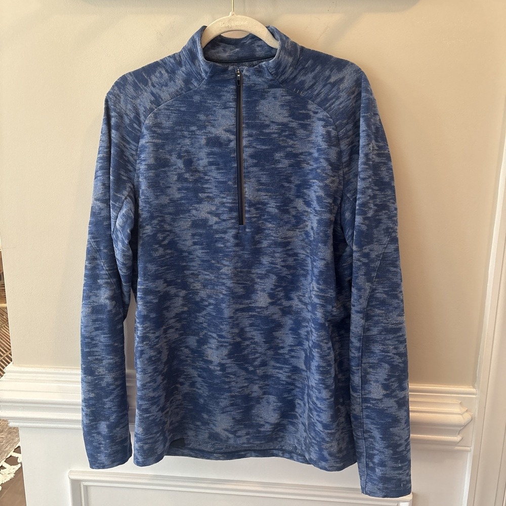 Lululemon Surge Warm Half Zip Fleece Pullover Blue Camo Men's Size Large